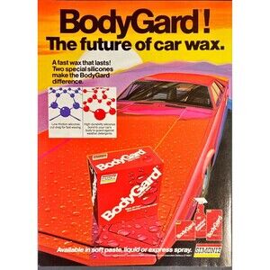 BodyGuard Paste-Liquid-Spay"The future of car wax" Vintage Print Ad 1983